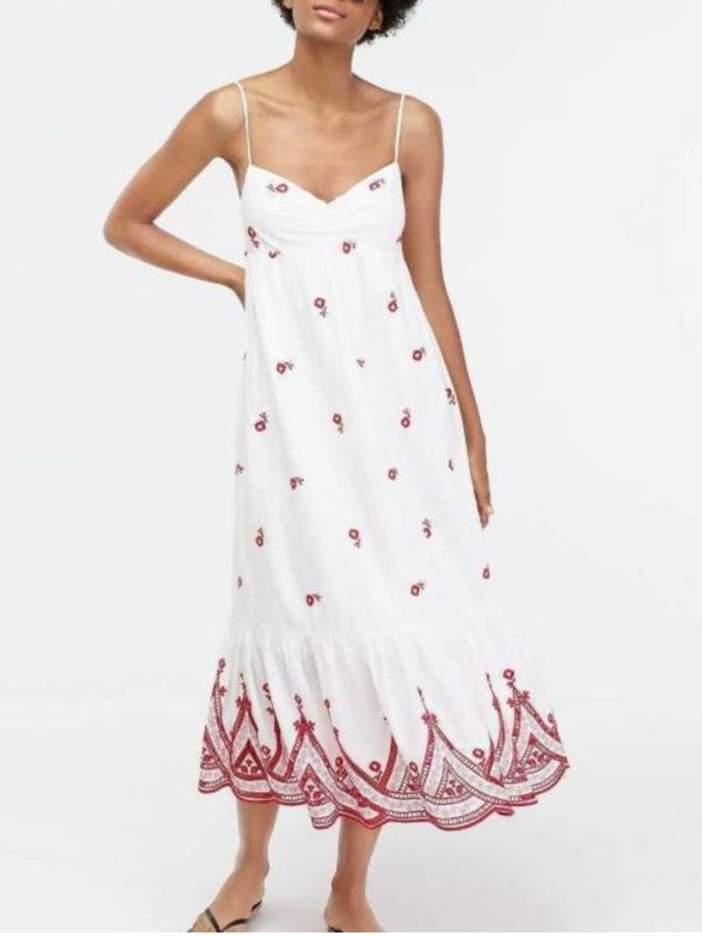 J Crew Cotton Maxi Dress with Embroidery Trim - Picture 2 of 4